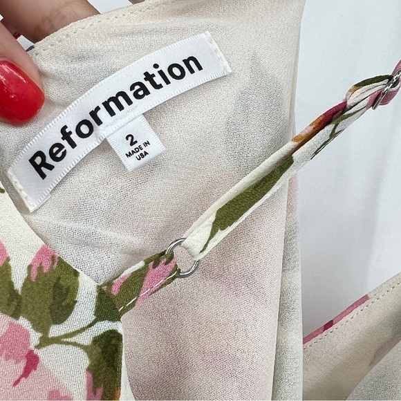 REFORMATION Reya Dress Final sale Help Giverny Rose Garden Floral Prink Midi - Picture 9 of 9
